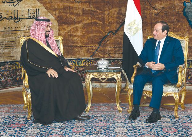 スィースィー大統領とサルマーン氏、昨日のカイロ（Presidential Palace, Egypt）