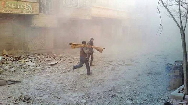 昨日、ダマスカス東方イルビンへの爆撃後（Douma Revolution）